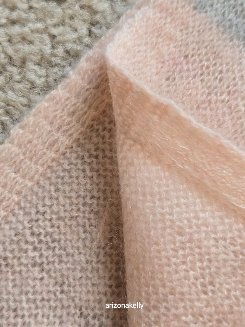 Hannah Rose Cashmere Scarf Pink & Grey Lightweight Weave - Picture 4 of 12